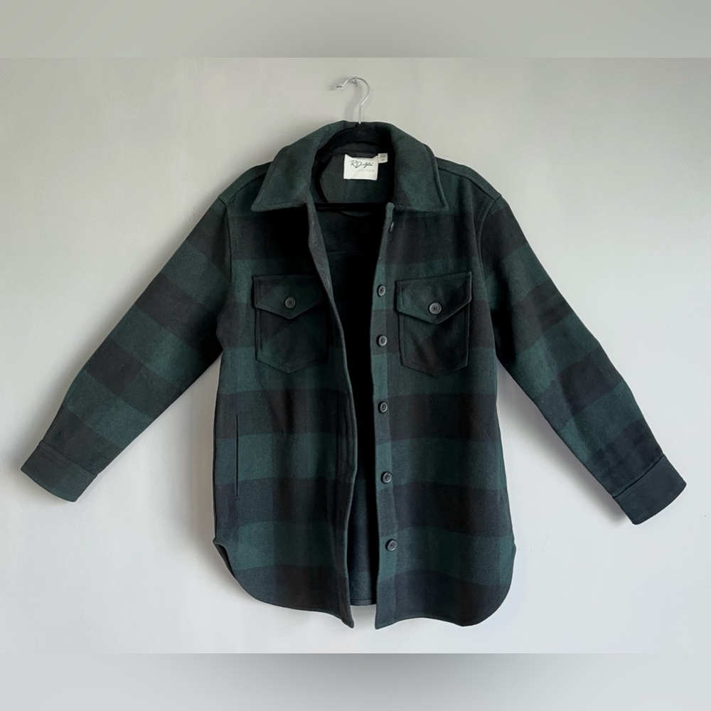Hunter Green Plaid Shacket // RD Style // Small